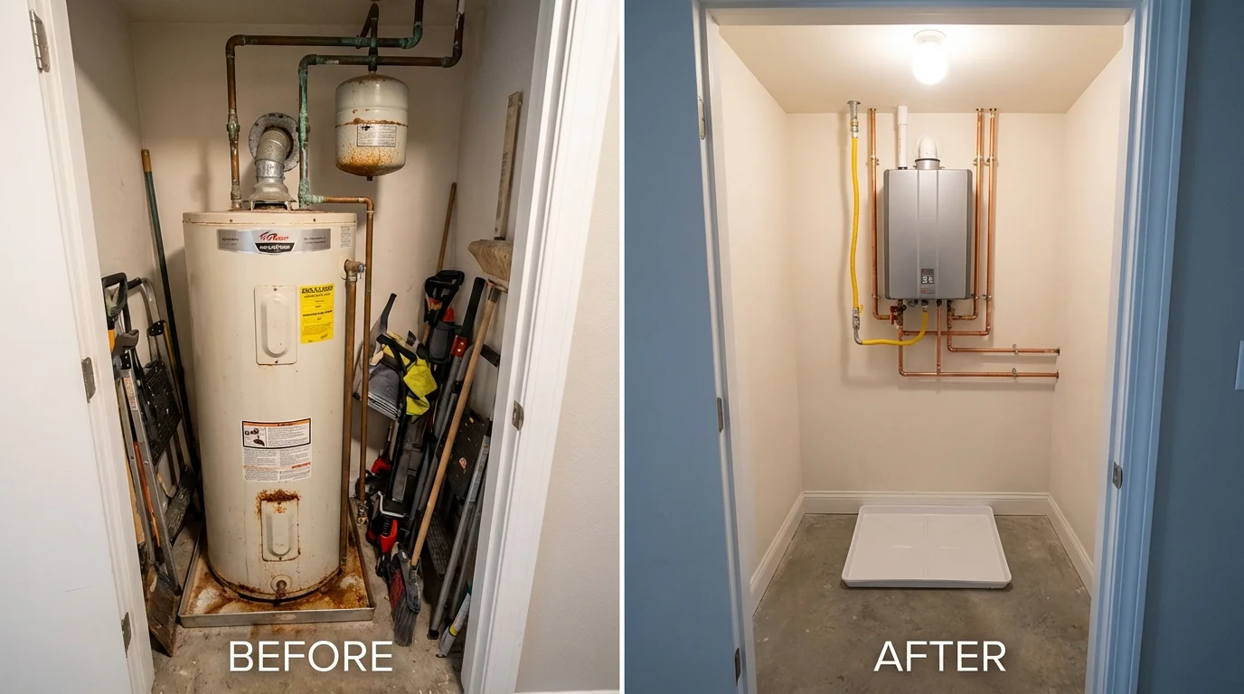 Tank water heater versus wall-mounted tankless unit comparison for Lodi, OH homeowners